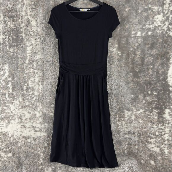 Boden Sz 2 Black Drop Waist Long Midi Dress Jersey Stretch W/ Pockets Minimalist - Picture 1 of 7